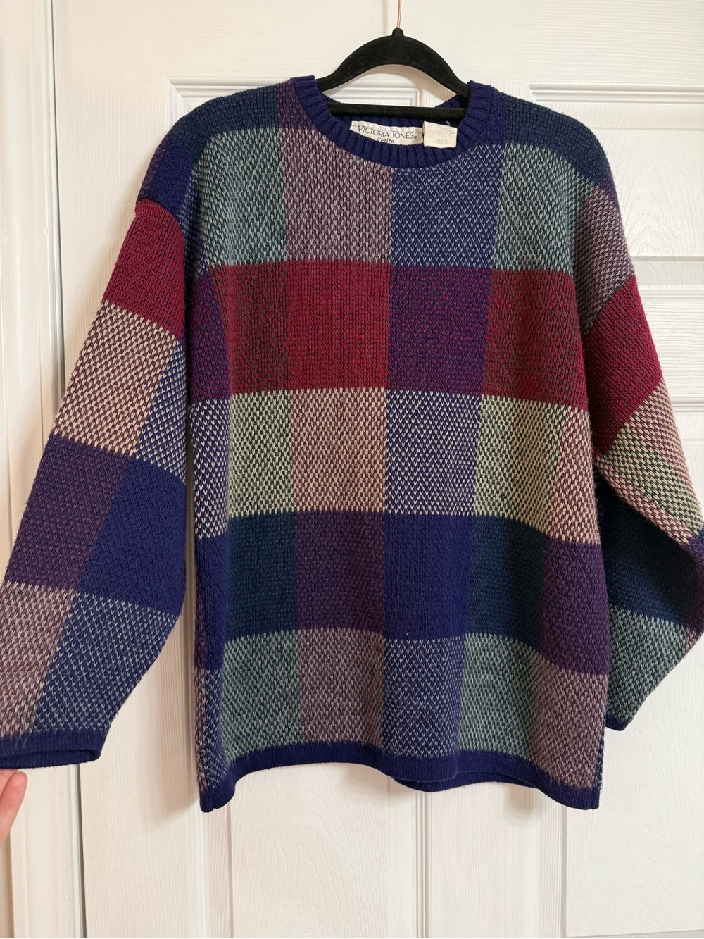 Vintage Multi-Color Check Crewneck Sweater - Victoria Jones